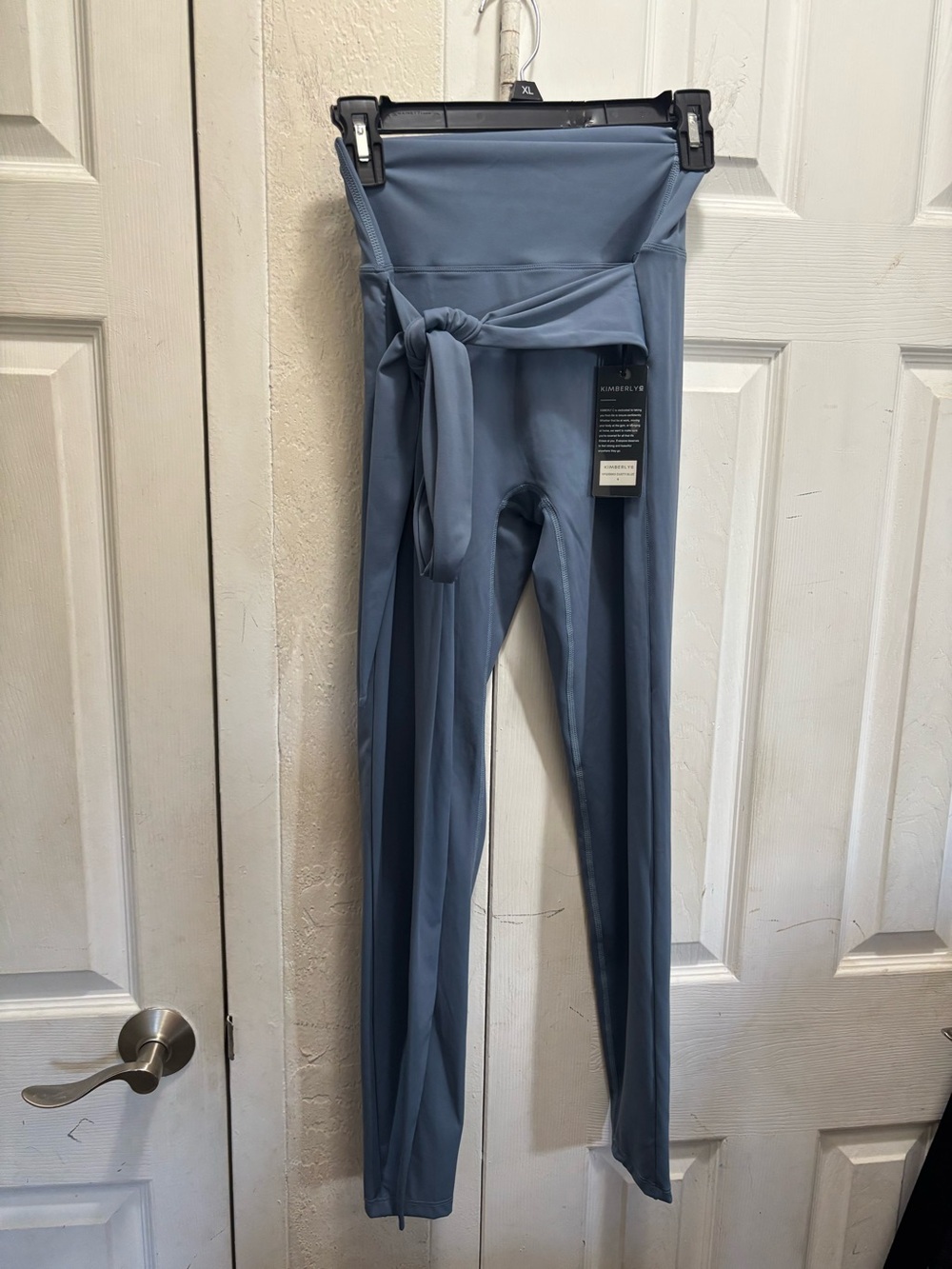 Kimberley High-Rise Tie-Waist Leggings in Dusty Blue - Sleek Support